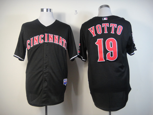 Men MLB Cincinnati Reds #19 Votto black Fashion jerseys